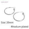 2 Sizes S925 Sterling Silver Needle Gold Color C Shape Smooth Hoop Earring Brass Metal Earring Fashion Jewelry For Women Gifts