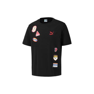 Puma T-shirt z nadrukiem logo w formie litery, z okrągłym dekoltem i krótkim rękawem, unisex, czarny 623251-01