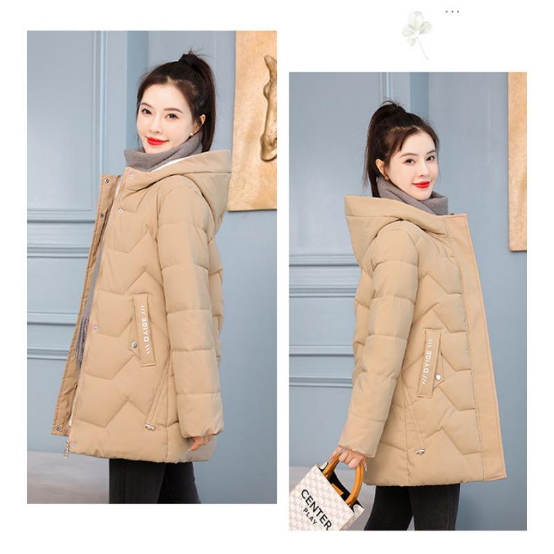 Women Thick Hooded Mid Length Cotton Padded Winter Coat