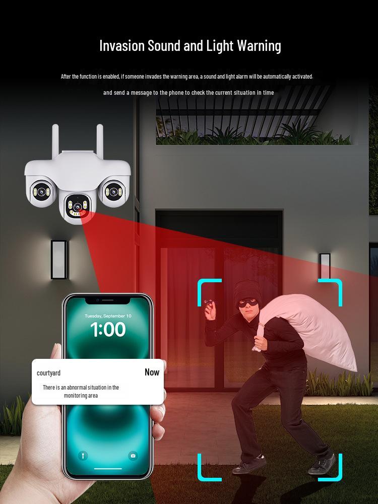 4G HD Night Vision WiFi Panoramic Wireless Triple-Screen Camera