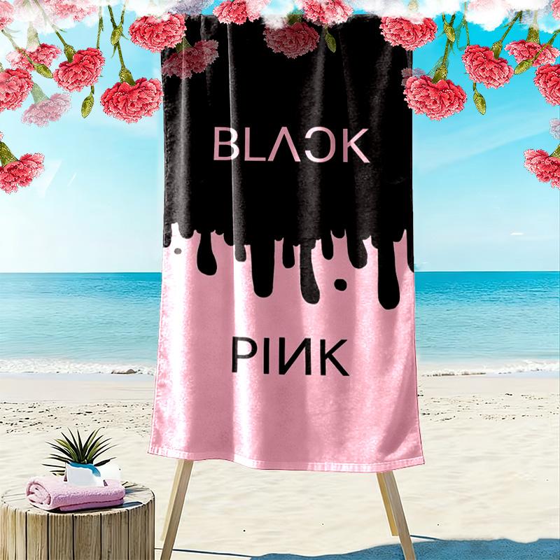 BlackPink Print Beach Towel, Large Soft Quick Dry Towel for Beach Camping Swimming