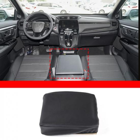 leather Car Central storage Armrest Box Cover For Honda CRV CR-V 2017- Black