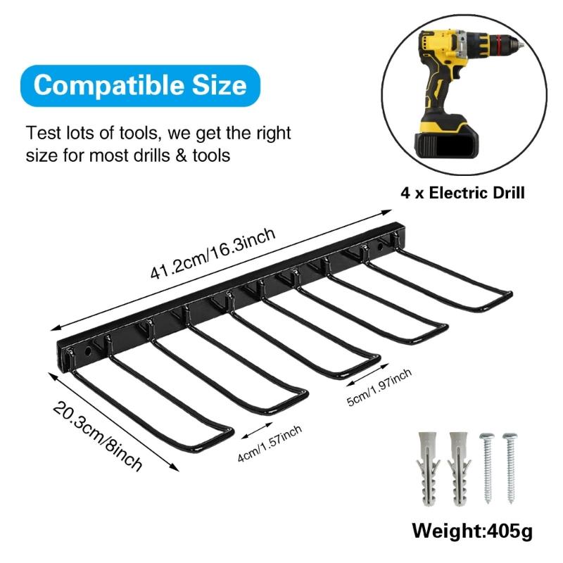 Power Tool Shelf Organizer 4 Drill Holder Space Efficient Carbon Steel Construction Storage Solution For Garages