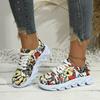 Sneakers Large Size Sneakers Women's Outer Wear Muffin Thicksole Front Lace-Up Low Top Full Graffiti Casual Sneakers