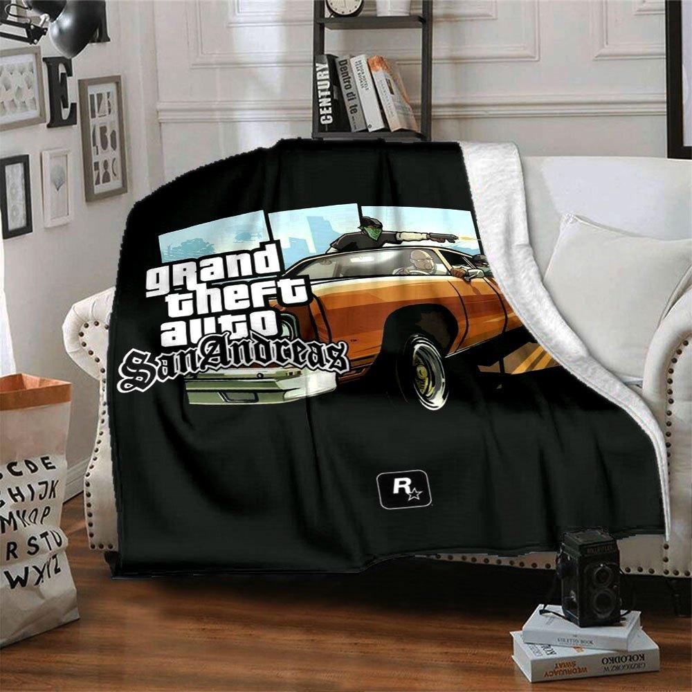 1pc Grand Theft Auto Soft Flannel Blanket with Designer Print A Cozy Blanket for All Seasons, Perfect for the Couch, Bed, Office