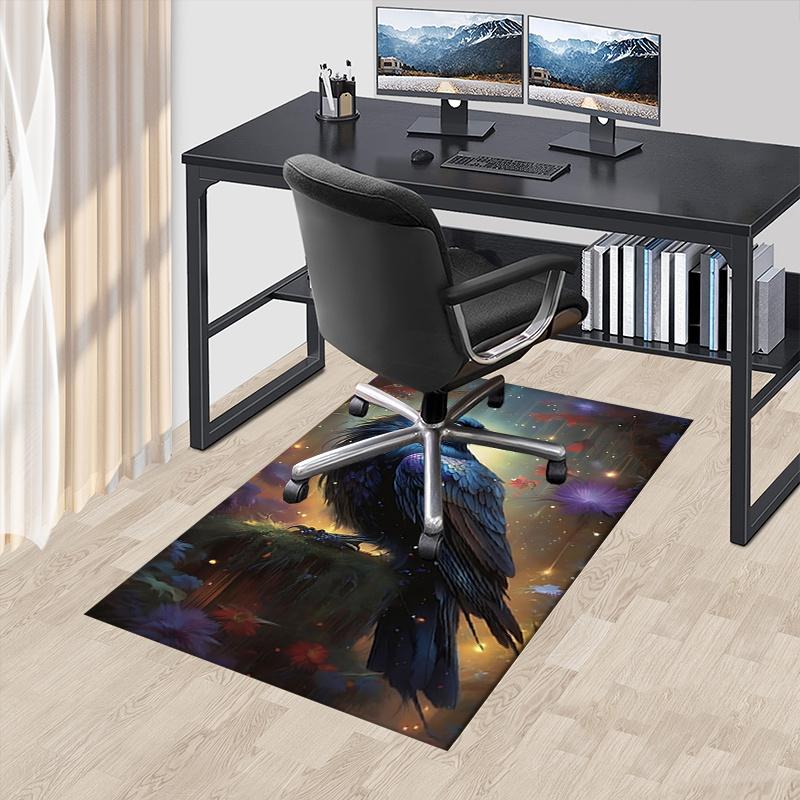 Night raven theme Office Carpet Chair Mat: Office Rug for Desk, Large Floor Mat for Home Decor, Bedroom, Living Room, and Various Rooms