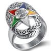 Men'S And Women'S Titanium Steel Epoxy Star Ring Stainless Steel Water Drop-Shaped Pentagram Epoxy Ring Ring