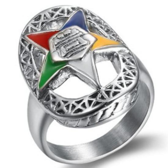 Men'S And Women'S Titanium Steel Epoxy Star Ring Stainless Steel Water Drop-Shaped Pentagram Epoxy Ring Ring