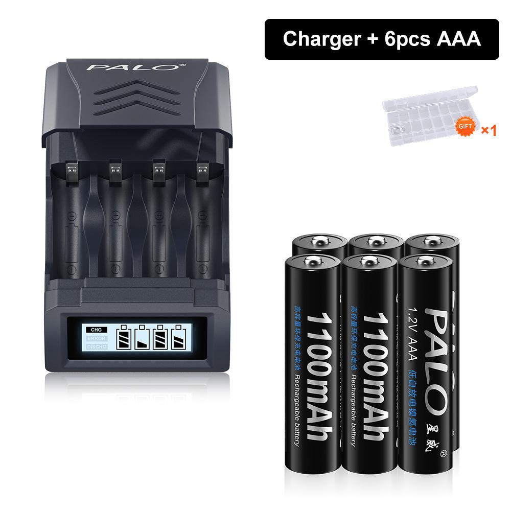 PALO 1.2V NI-MH AAA 1100mah Rechargeable battery AAA NIMH 3A Batteries With 4 Slots USB charger for 1.2V/1.5V AA AAA Battery