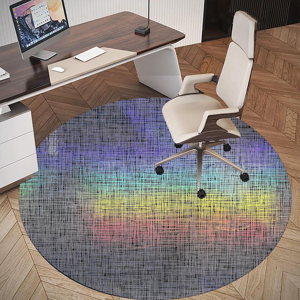 1pc Abstract Pattern Round Chair mat Area Rug - Non-Slip, Floor Mat for Office, Bedroom, home decor Christmas Gift-1002362