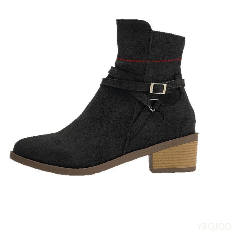 Autumn winter new pointed square heel side zipper comfortable short boots for women versatile simple comfortable women's shoes