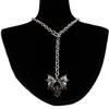 Punk Lariat Y Necklace, Gothic Bat Pendant Necklace, O Ring Long Necklace, Adjustable Slip Chain Necklace Jewelry Gift for Women