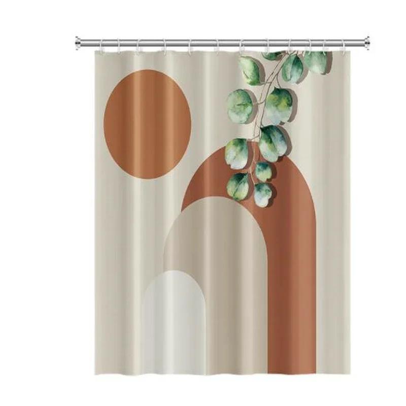 Nordic Wind Abstract Art Boho Shower Curtain Waterproof Polyester Bath Curtain Morandi Color Block Curtains For Bathroom Decor