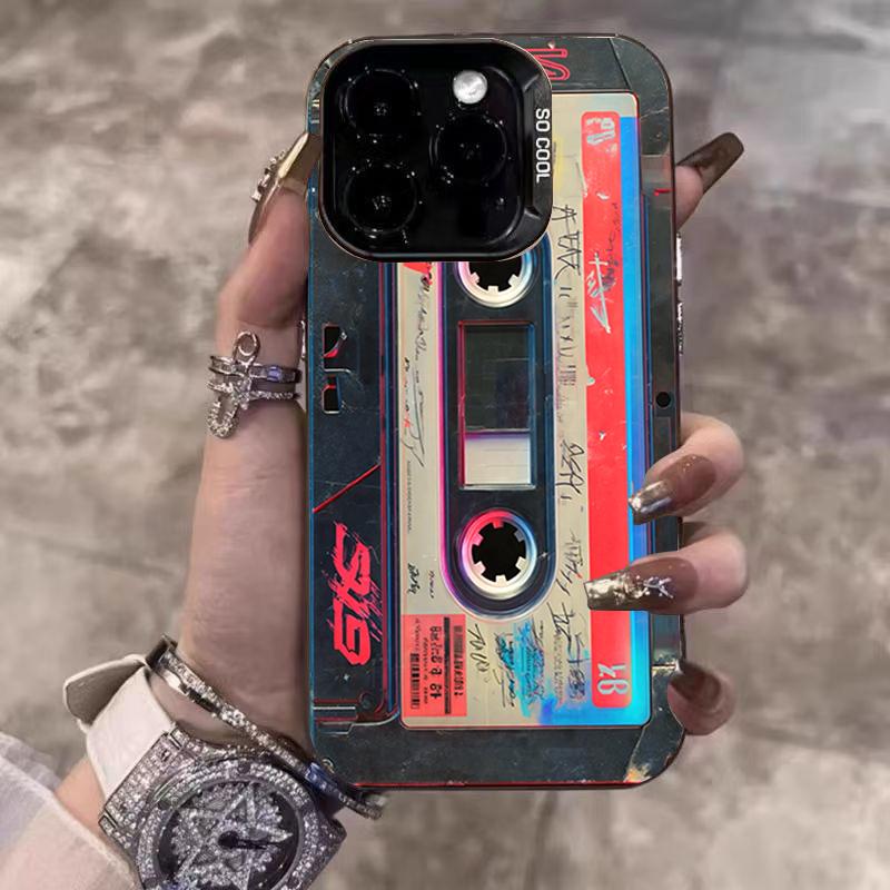 Cool Retro Cassette Phone Case for iPhone 17 16 15 14 13 12 11 Series Pro Max Plus Double Layer Protection