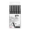 PIN-200 Drawing Pen Set, 6 Pack, Black Ink, 0.03–0.8mm Tips for Sketching, Calligraphy & Technical Drawing