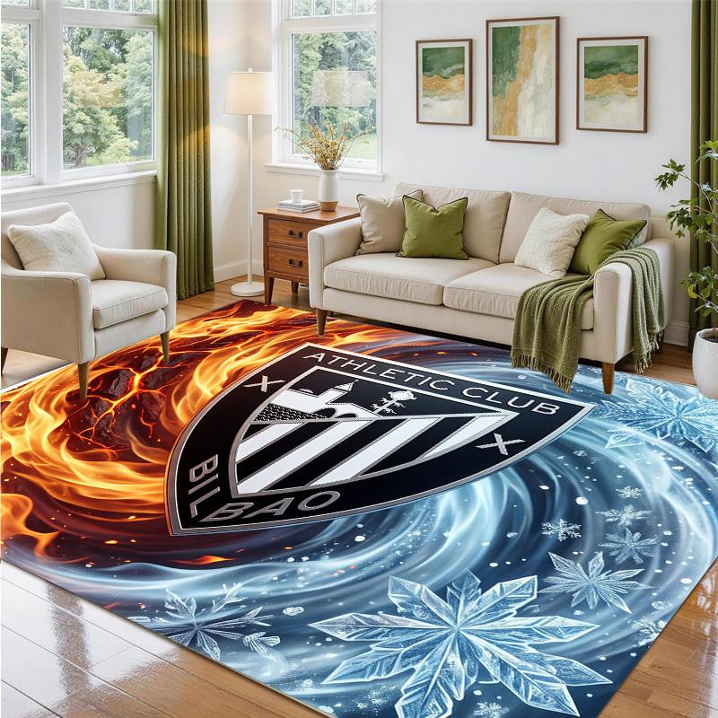 Athletic Bilbao Football Design Crystal Velvet Rug Soft Decorative Mat for Bedroom Entrance