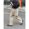 Men Loose Straight Double Pleated Casual Workwear Suit Long Trousers