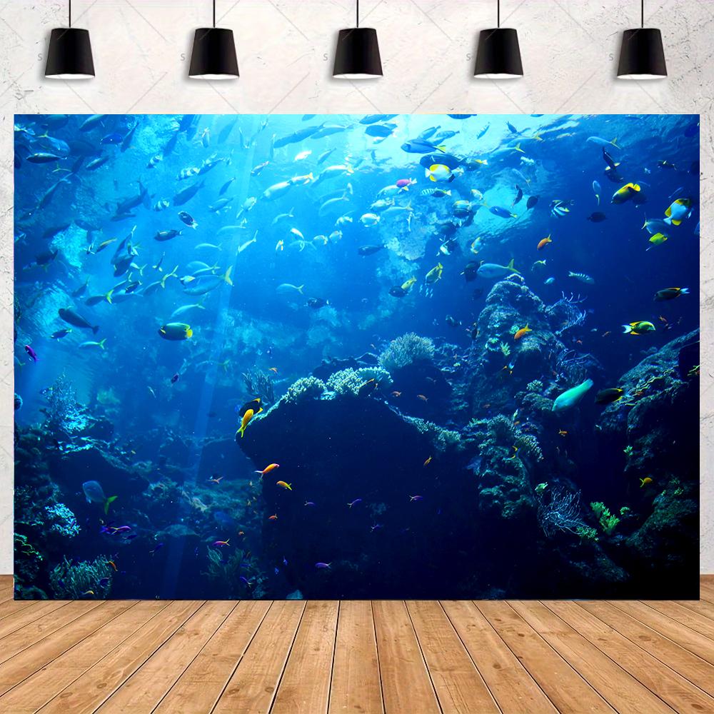 Underwater World Background Decor, Sea Background Banner, Seashell Decorations, Dolphins, Turtles, Underwater Photography Props3425