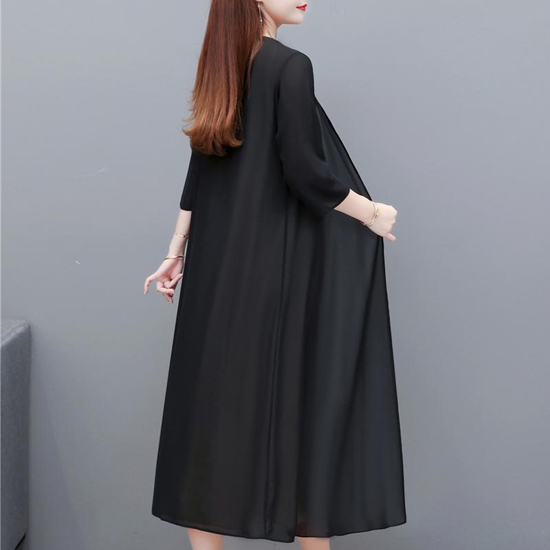 Manteau d'été en mousseline de soie pour femme, élégant, fin, décontracté, grande taille, Poncho Long d'été