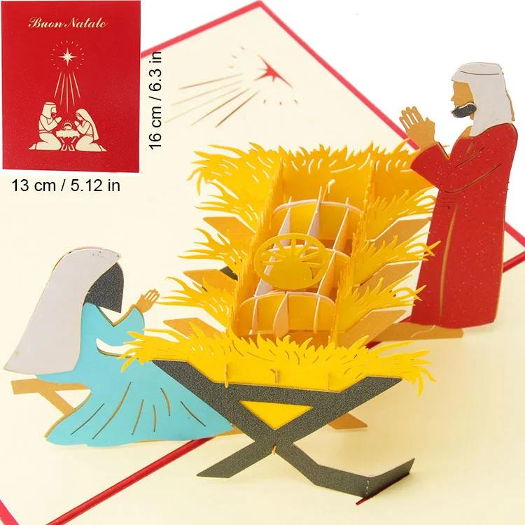 Merry Christmas Cards 3D Pop Up Christmas Tree Cards Christmas Decoration Winter Gift Laser Cut New Year Santa Greeting Cards