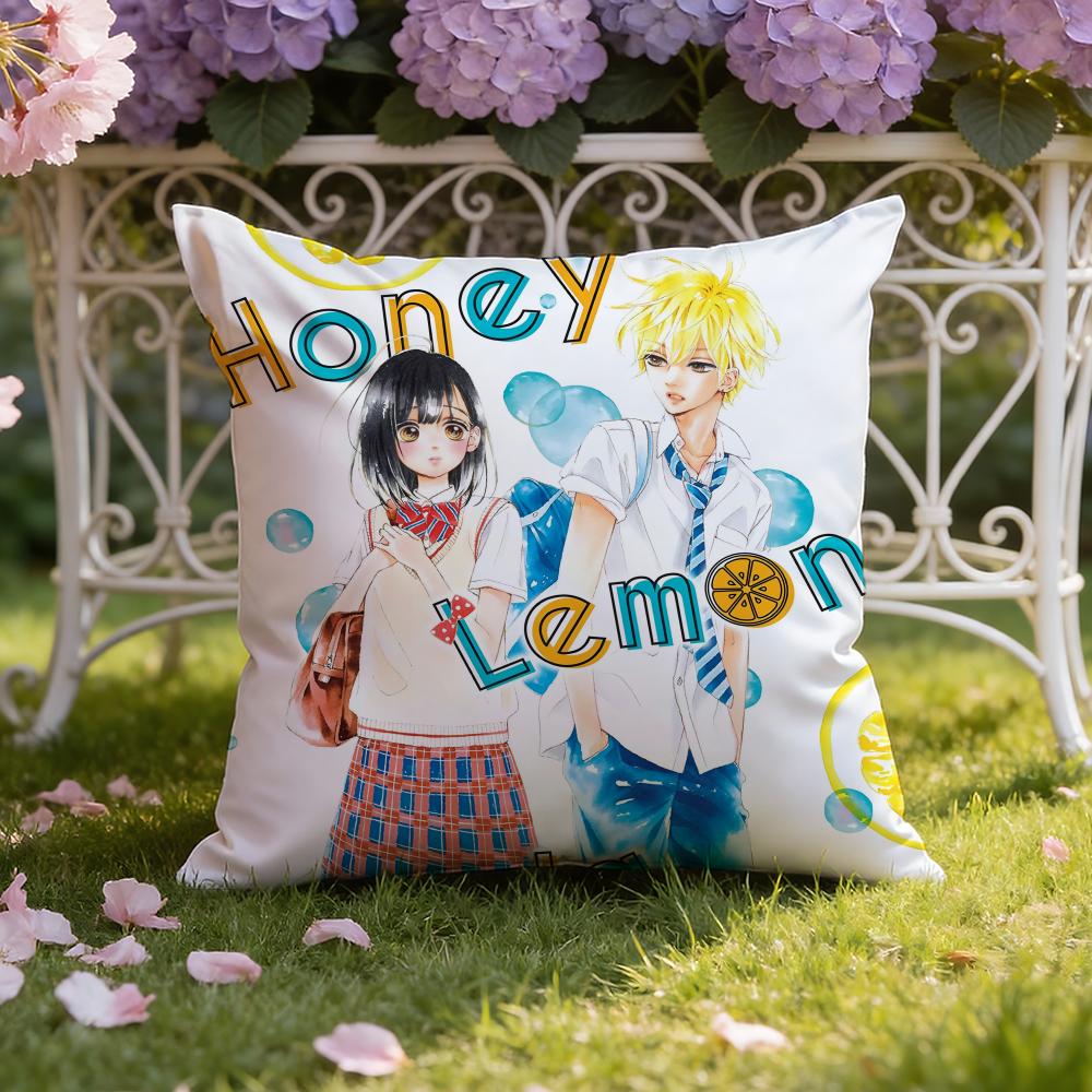H-Honey L-Lemon Soda Cushion Cover Home & Car Dual-Scene Pillow Cover: Reversible for Premium Comfort