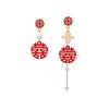 Good luck, all your wishes come true, earrings, Chinese knot fringed earrings, red New Year's earrings.