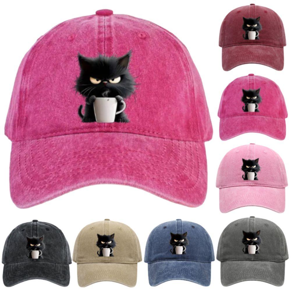 Cool Cat Feral Trucker Hat Embroidery Duck Tongue Hat Fashionable Cat Baseball Cap  Unisex Styles