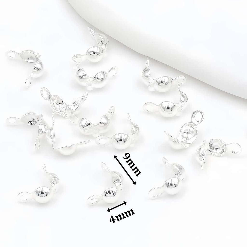 10PCS Brass Crimp End Beads 18K Gold Plated Tip Ball Chain Connector Clasp for DIY Necklace Bracelet Jewelry Making Accessories