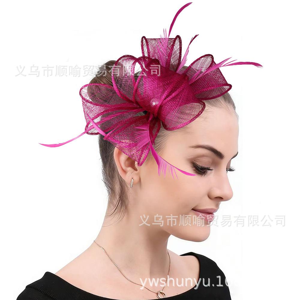 

Popular Orange Hemp Hat Bridal Photo Wedding Dress Headdress
