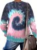 Plus Size Women's Tie-Dye Long Sleeve Elegant Pullover T-Shirt