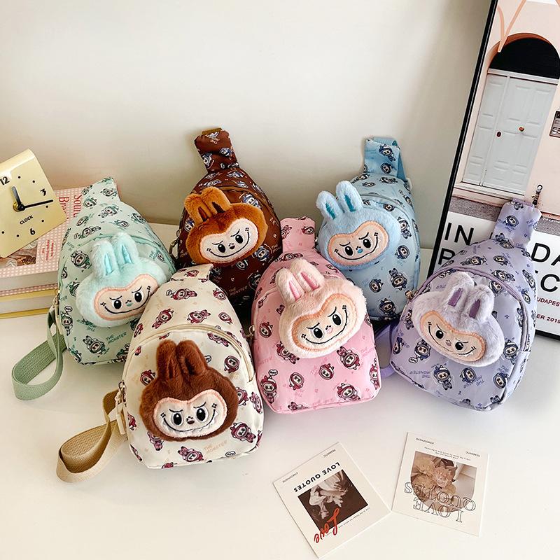 Summer new children's cartoon Labubu chest bag waist bag versatile crossbody bag travel lightweight storage bag