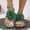 Foreign trade flower pinch foot flip-flops women wear beach flat women's shoes 2025 new European and American fashion