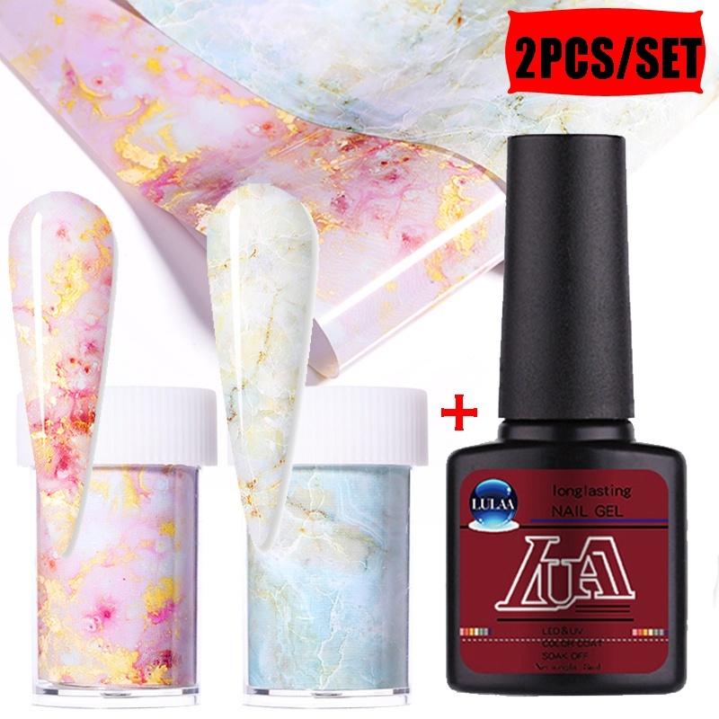 

2шт / набор ногтевой фольги Гель & мрамор Серия Розовые синие фольги Бумага Nail Art Передача наклейки Слайд Nail Art Наклейки Наклейки Ногти Аксессуары