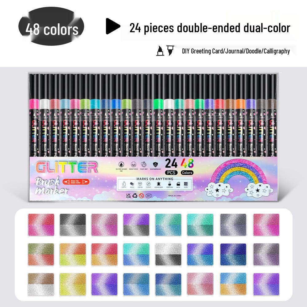 Dual-Color Double-Ended Acrylic Flash Marker Pen for Handwriting