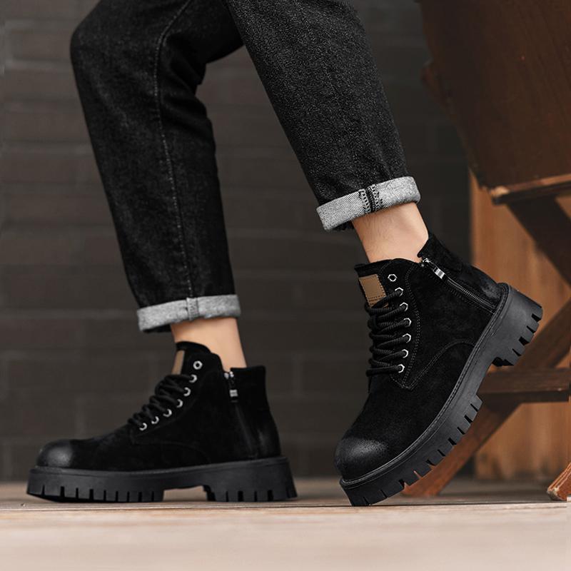 Fashion Thick soled autumn and winter men's boots Trendy British retro style Business Office Quality adult warm High top shoes New