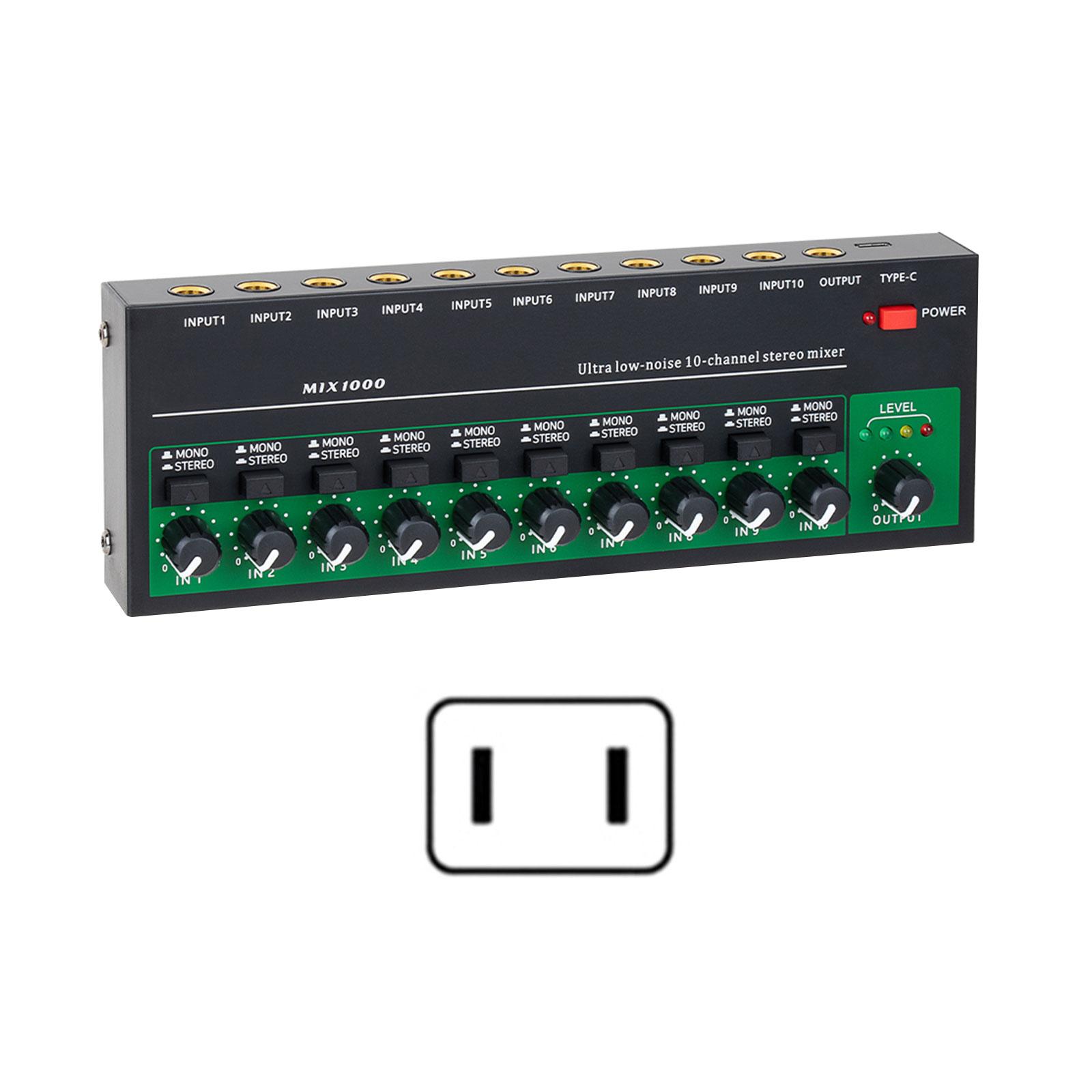 

10-канальный цифровой аудиомикшер Стерео микшер для микрофона/линии с реверберацией для записи, диджеинга, сетевой прямой трансляции US