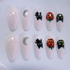 Nail Art Halloween Cute Black Cat Moon Pumpkin Long Almond Wearing Nail Pads