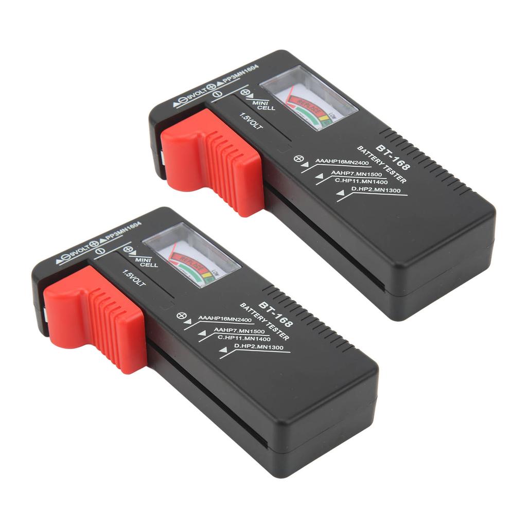 2PCS Pointer Type Battery Tester Portable Button Cell Level Checker for for AA AAA 1.5V 9V