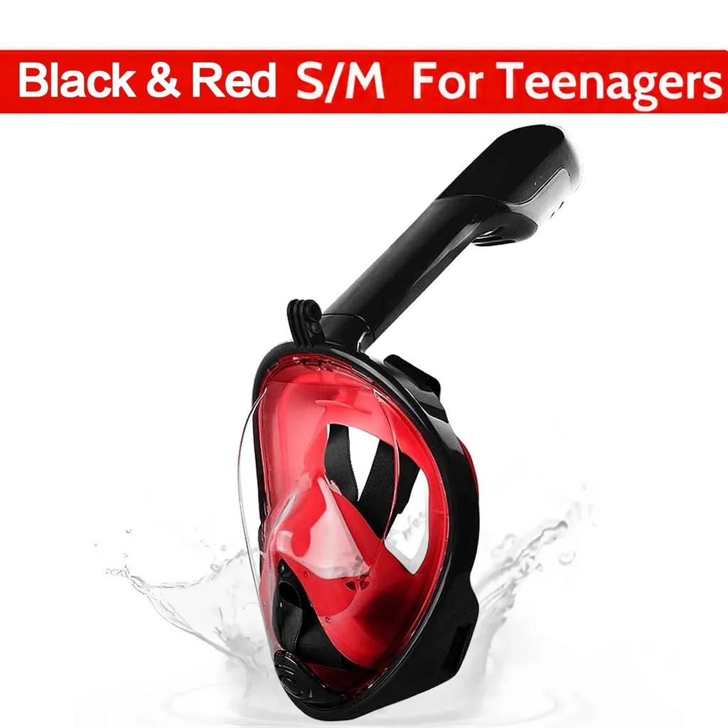 Silicone Full Face Snorkel Mask 180 Degree View Anti Fog Leak Proof Breathing Tube Camera Mount Swimming Safety Gear