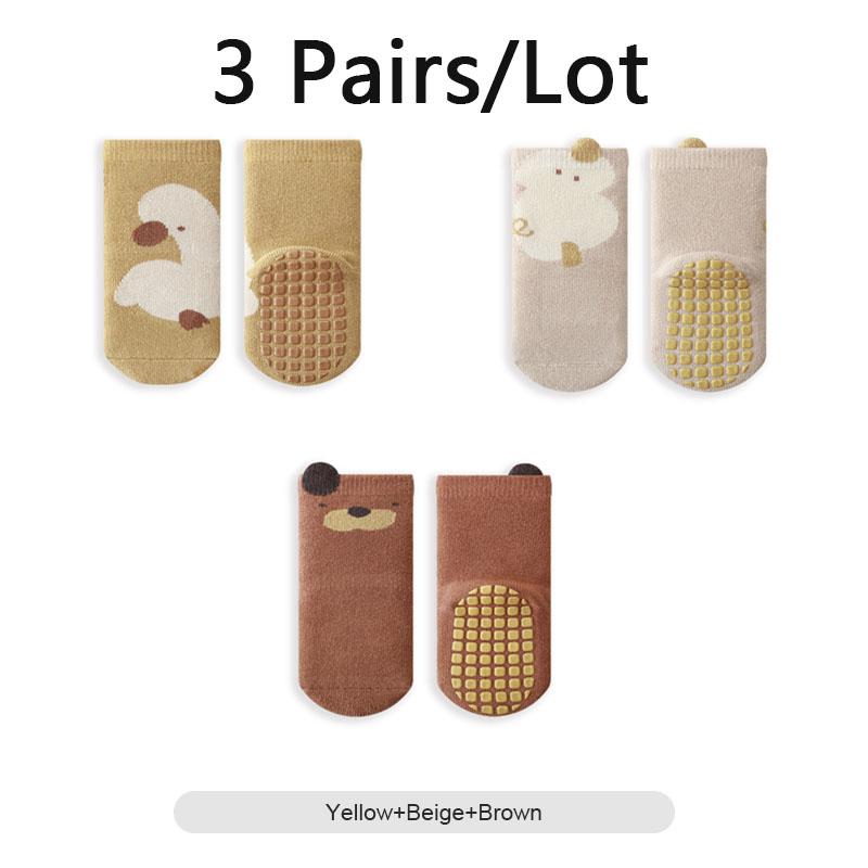 3 Pairs/Lot Baby Floor Socks Winter Thick Warm Kids Tube Sock Indoor Non-Slip Glue Toddler Socks For Boys And Girls