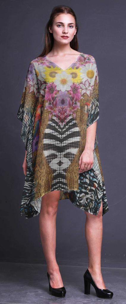 Phagun Damen Kaftan Urlaubs-Loungewear Midi-Kleid Strandüberwurf-4X-5X