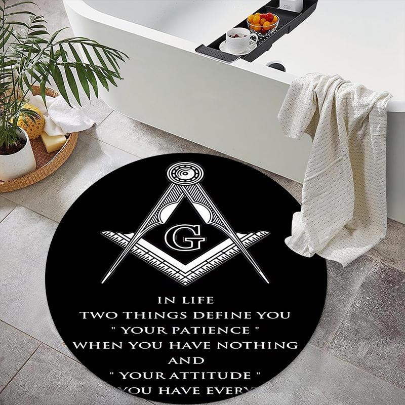 1pc Recognized Freemasonry Round carpet Painted Printed circular carpet, home door mat, outdoor travel protection carpet