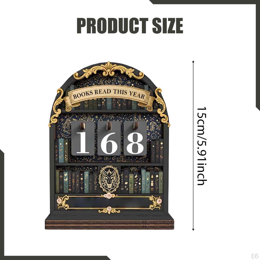 Wooden Book Read This Year Counter Sign Gift Home up to 999 Bookshelf Decoration for
