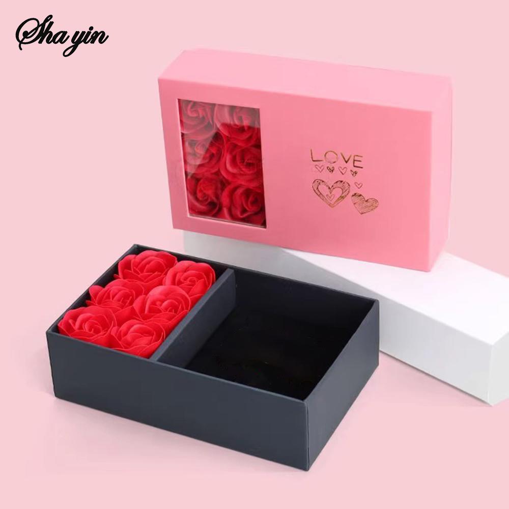 Jewelry Box Immortal Flower Jewelry Box Roses Window Valentine's Day Mother's Day Gift Box Ring Earrings Pendant Necklace Box