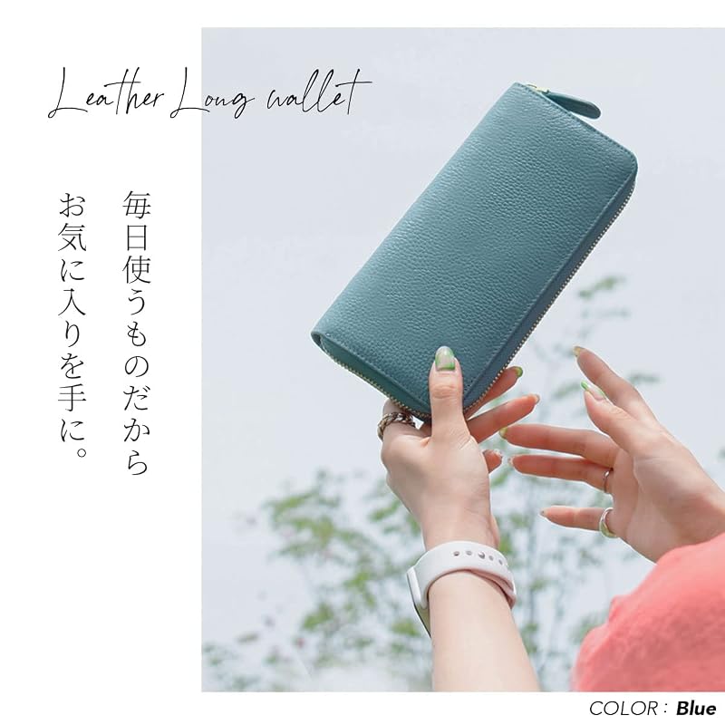 [HIGH FIVE] Women's Large Capacity Accordion Wallet, Genuine Leather, Garcon Style, Automatically Separates Receipts and Coins, Multifunctional
