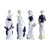 Ceramic Girl Statue Porcelain Table Centerpiece Lady Figurine Girl Statue Sculpture for Shelf Office Cabinet Fireplace Bedroom