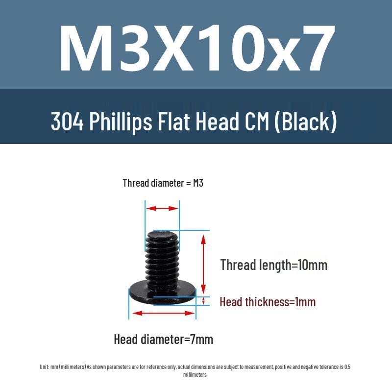 Yigu Black 304 Stainless Steel Flat Head Phillips Machine Screws M2-M6