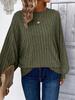 2025 Women's Chic Ribbed Lantern Sleeve Top - Comfortable Casual Solid Color for Autumn/Winter