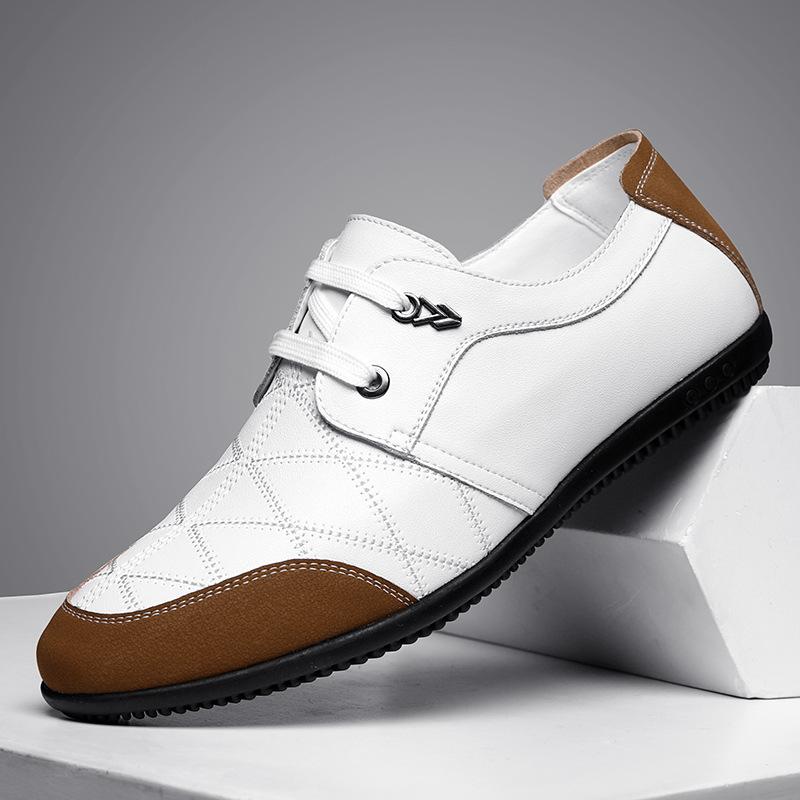 

Low-top men s summer breathable casual leather shoes soft-soled soft leather white men s shoes 2025 driving shoes 38