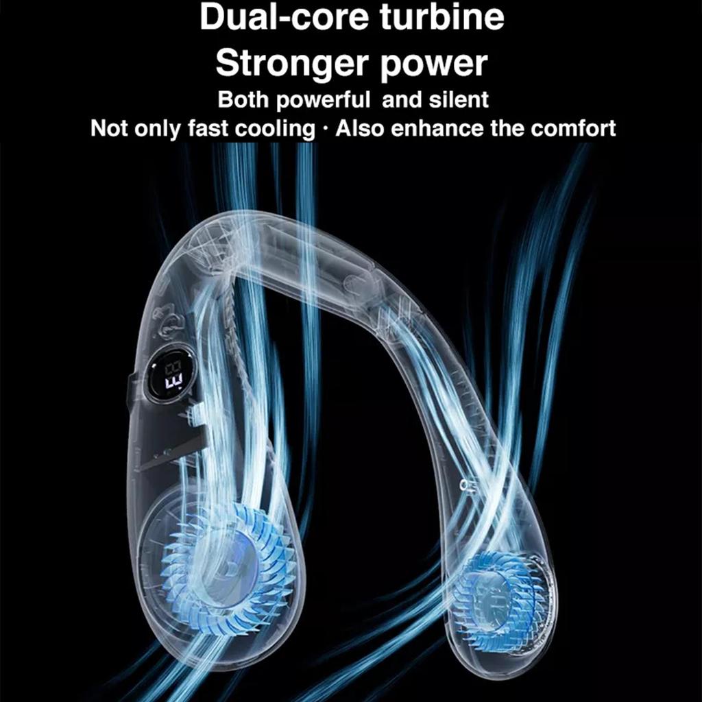 Ventilator portabil de gât cu LED, 3000 mAh, pentru răcire cu aer vara, fără elice, pentru sporturi în aer liber, călătorii, purtabil, cu bandă de gât USB, ventilatoare de gât suspendate